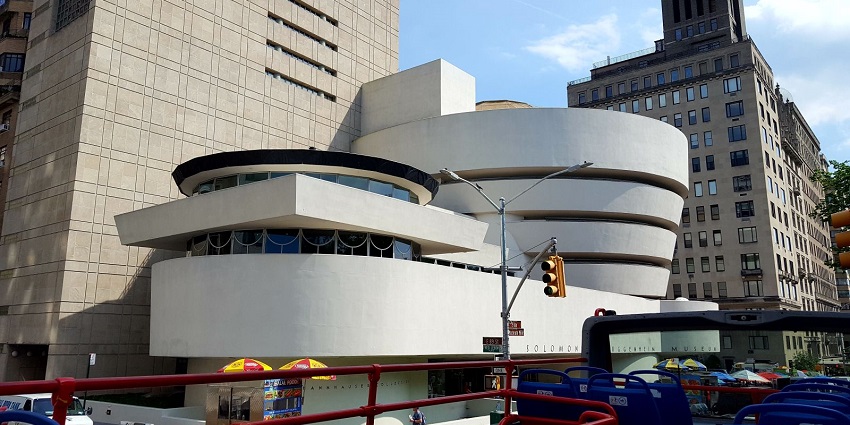 A view of the unique spiral architecture of Solomon R. Guggenheim Museum