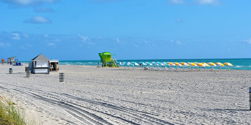 South Beach in Miami is experiencing a smaller crowd, offering a relaxing atmosphere