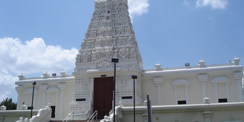 An image of The temple is located at Lanham, Maryland, USA temple with intricate carvings