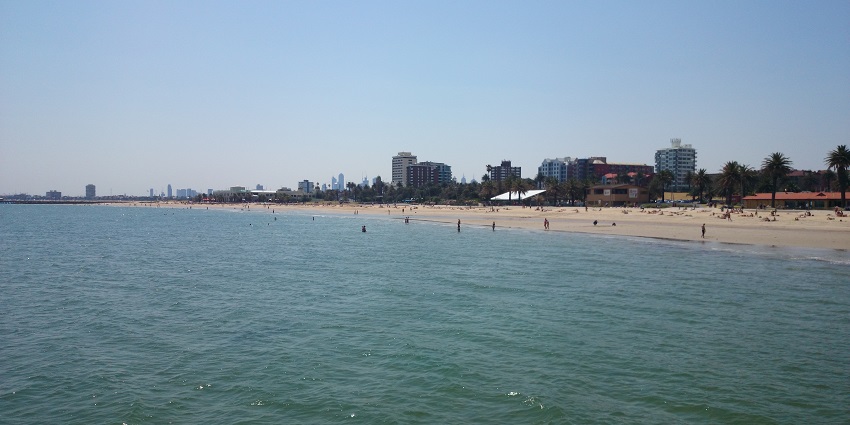 Scenic view of St. Kilda Beach is an ideal spot for skydiving in Melbourne