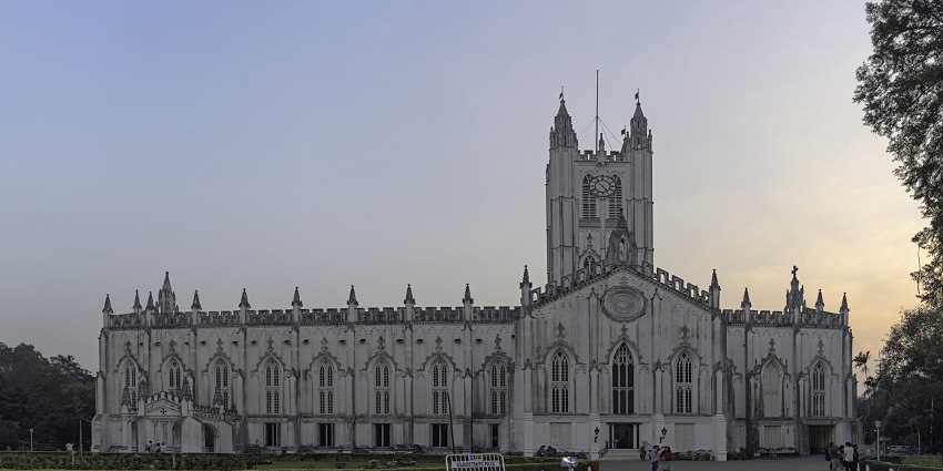 A view of St. Paul's Cathedral, Kolkata, a historic church with fantastic Gothic architecture