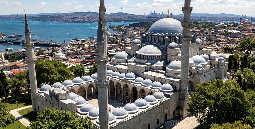 Suleymaniye Mosque with panoramic views of Istanbul, Turkey