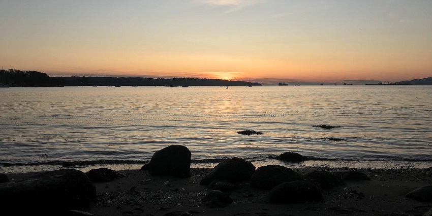 A blissful view of a serene sunset can be seen at Sunset Beach in West Vancouver.