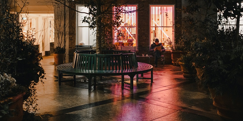 Outdoor setting for drinks at Beer Garden, Surfers Paradise located in Gold Coast, Australia.