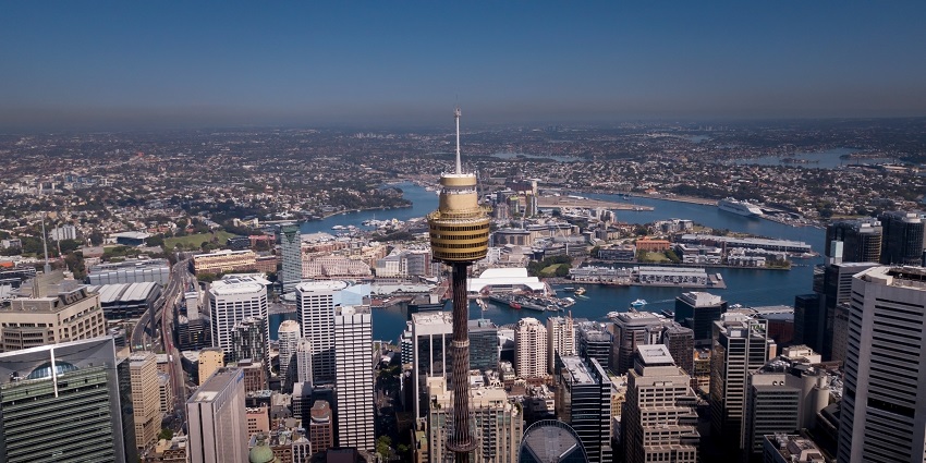 Sydney Tower Eye is the best place to see panoramic views of Sydney, Australia.