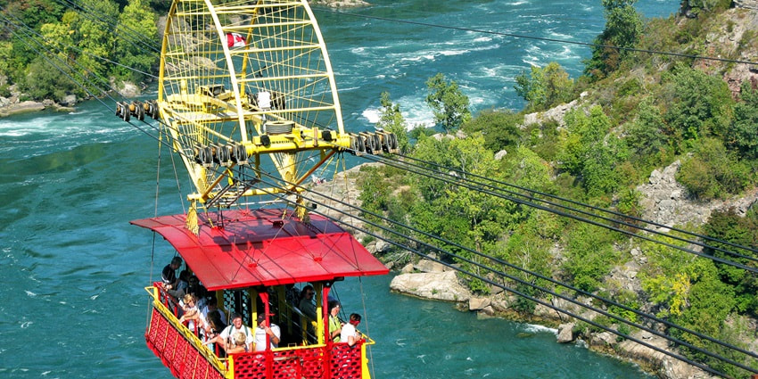 A picture of the scenic Whirlpool Aero Car that offers aerial views of the Niagara Falls