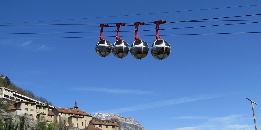 Cable car ride offering stunning views of Grenoble and surrounding mountains