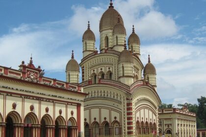 A picture of Dakshineswar Temple beside the River Hooghly, Kolkata, West Bengal