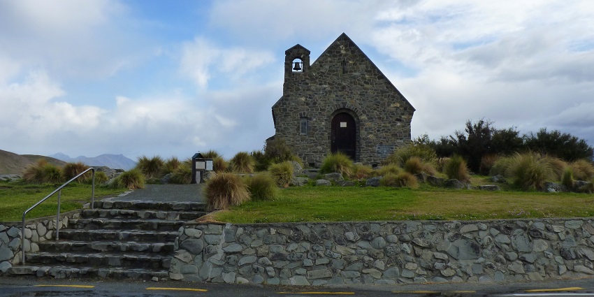 The church under the starry night near Aoraki Mount Cook National Park.