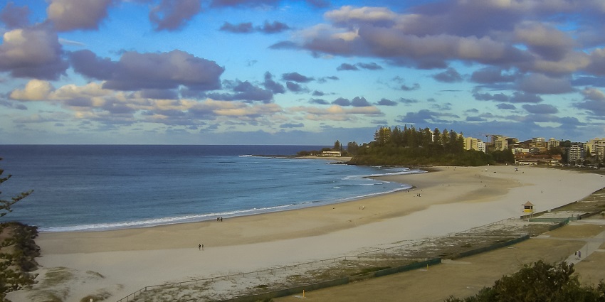 The Coolangatta Strand looks pristine in cool weather in Australia