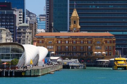 The beautiful Auckland view from the Karanga Plaza in the Wynyard Quarter.