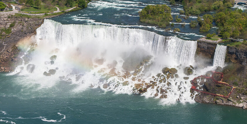 A view of Niagara Falls from the American side near the Canada-America border.