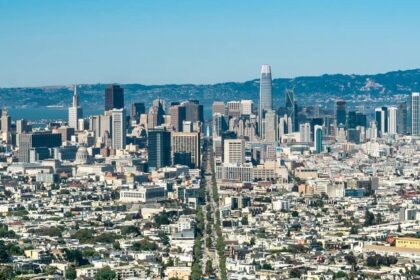 High-angle picture of the urban area of San Francisco capturing the city skyline