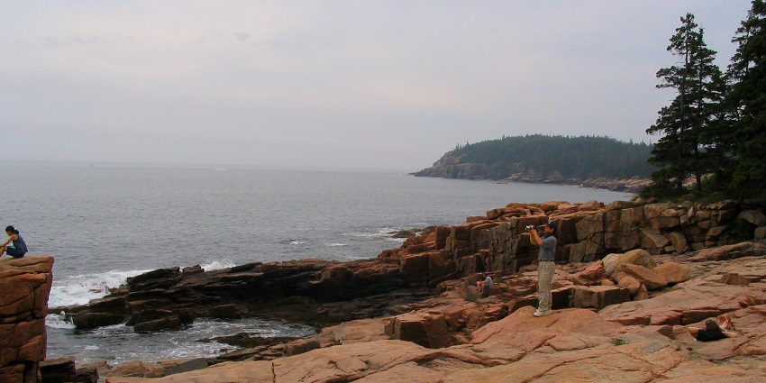 Thunder Hole, a popular destination near Acadia National Park, with a scenic view.
