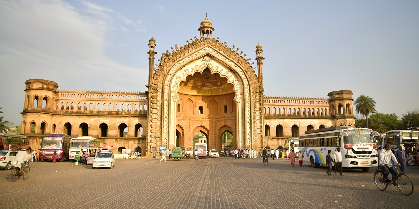 : A view of Rumi Darwaza, a beautiful gate within the complete splendour of Mughal architecture