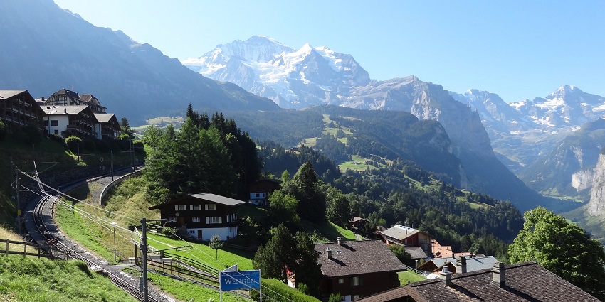 Things to do in Interlaken in June include the train journey with stunning views of the Swiss Alps and glaciers