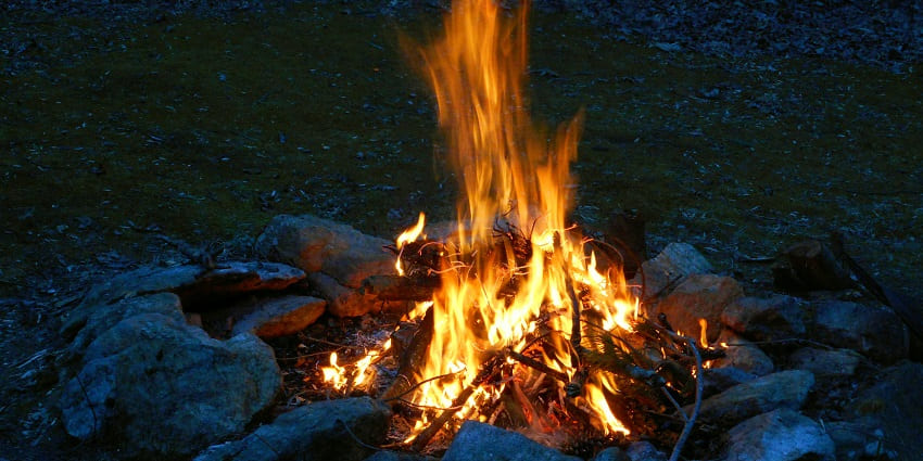 An image of the campfire at Budhuram Forest Village near Gorumara National Park.