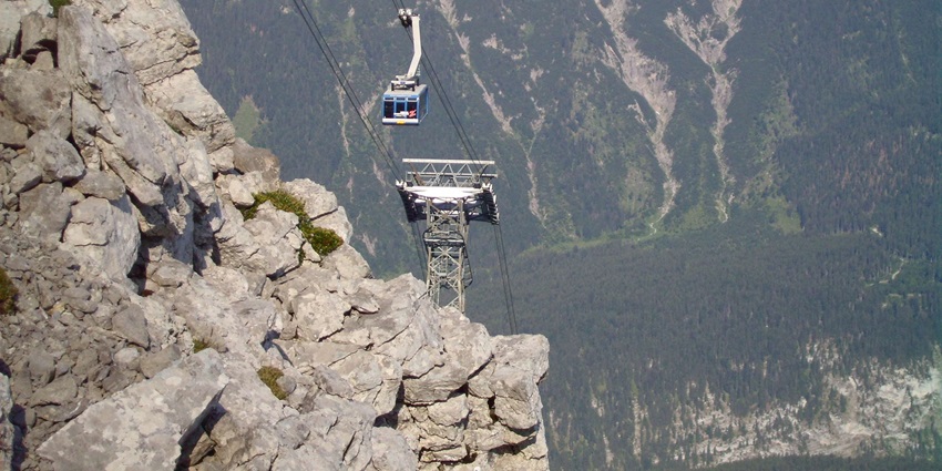 A breathtaking view of Tyrolean Zugspitze Cable Car offering stunning views in Austria.