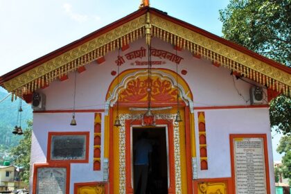 A glimpse of the sacred Uttarkashi Temple in the town of Uttarkashi in Uttarakhand.