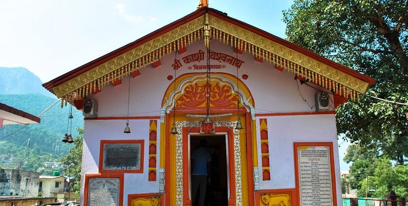 A glimpse of the sacred Uttarkashi Temple in the town of Uttarkashi in Uttarakhand.