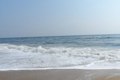 A picture of a serene beach in Chennai with a vast sea in front