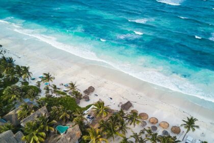 A picture of Tulum Mexico beach view - spend the best valentine’s day in Mexico