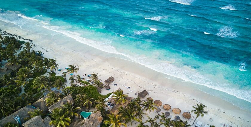 A picture of Tulum Mexico beach view - spend the best valentine’s day in Mexico