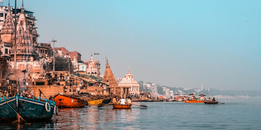 Scenic view of the Vindhya Ghat, featuring a calm river and natural surroundings.