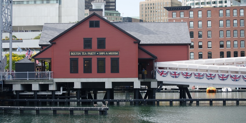 The Boston Tea Party Ships & Museum is located on a lake in Boston, Massachusetts, USA.