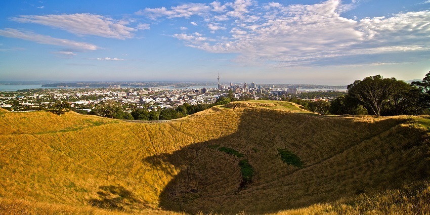A panoramic view from Mount Eden, Auckland’s highest natural point.