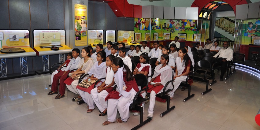 A view of science demonstrations and workshops.