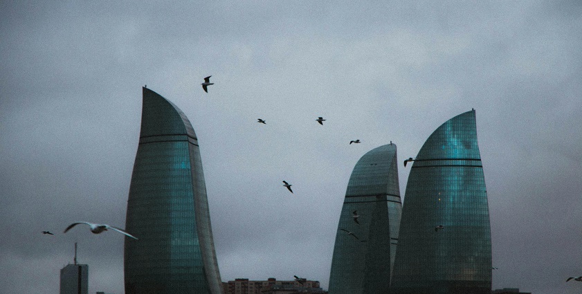 The iconic trio of skyscrapers symbolizing Baku’s modern architecture, vibrant cityscape.