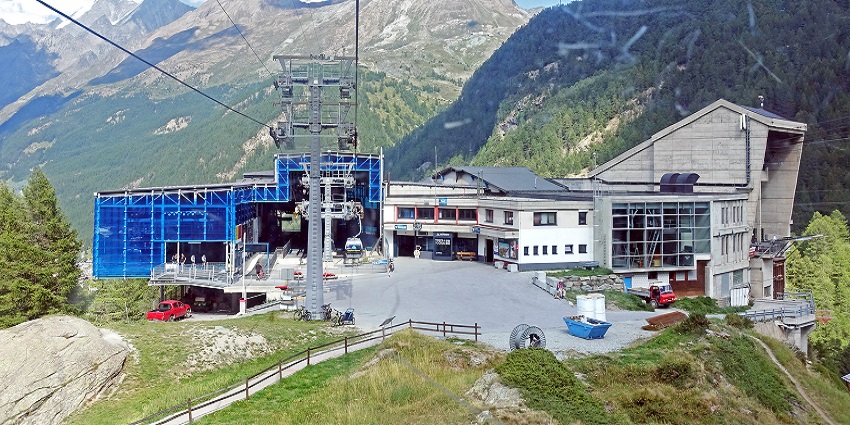 Awe-inspiring cable car station with panoramic views of the Alps.