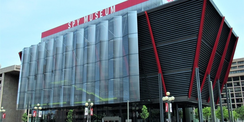 The outside view of International Spy Museums showing its magnificent architecture