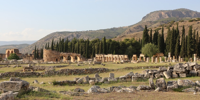Ancient tombs of Hierapolis Necropolis showcasing Greco-Roman burial architecture.