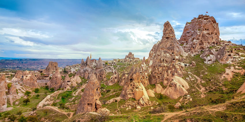 Things to do in Cappadocia include visiting the historic castle perched on a hill in Turkey.