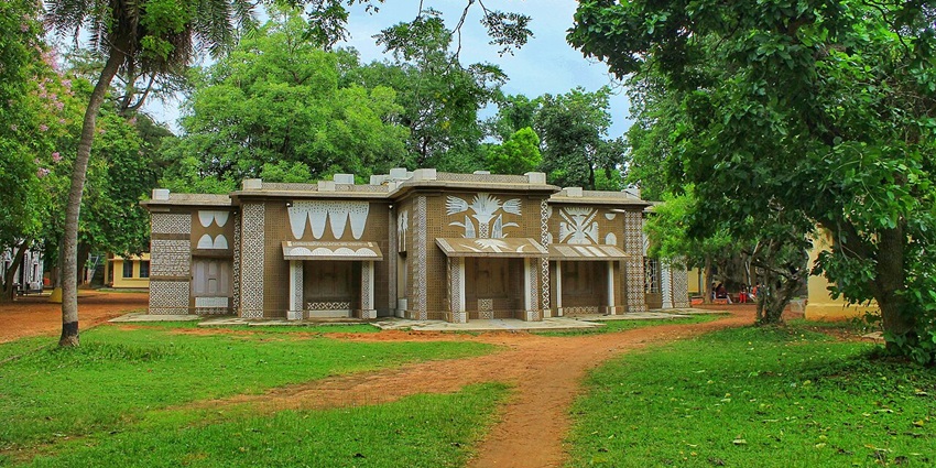 Octagonal Mastermoshai Studio at Kala Bhavana in Shantiniketan surrounded by greenery near shantiniketan museum