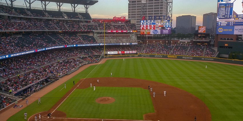 The picture was taken from the first baseline in Truist Park before the name of it was changed.