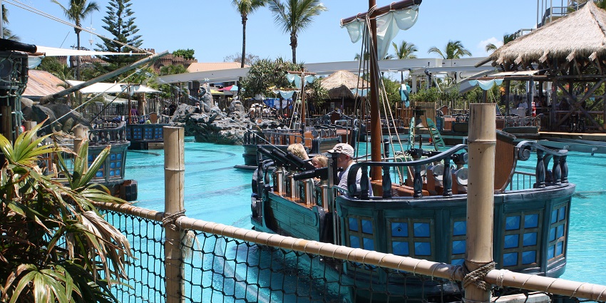 Riding the battle boats in Sea World - one of the fun things to do in Gold Coast Australia.