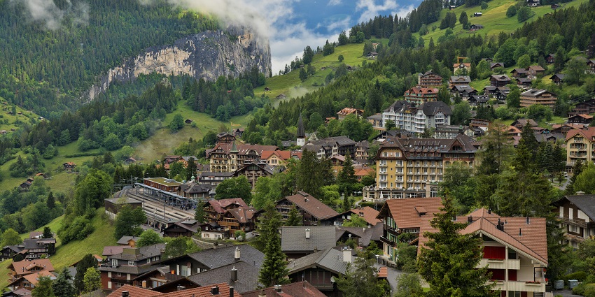 Valentine's Day in Switzerland village with stunning views and alpine skiing experiences
