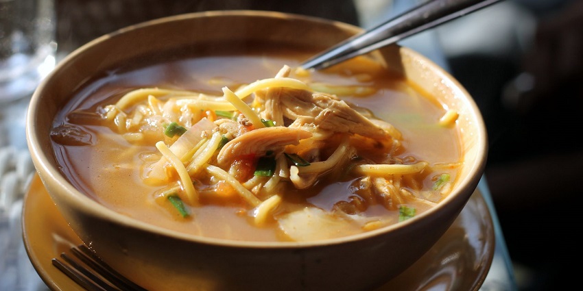 A picture of a bowl of thukpa served at a restaurant near Jaldapara National Park