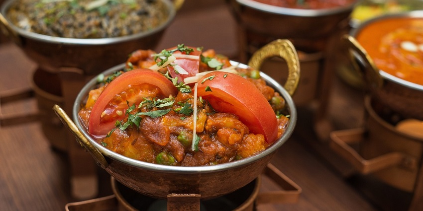 Delicious food is available in a restaurant near the water park in West Bengal, India.