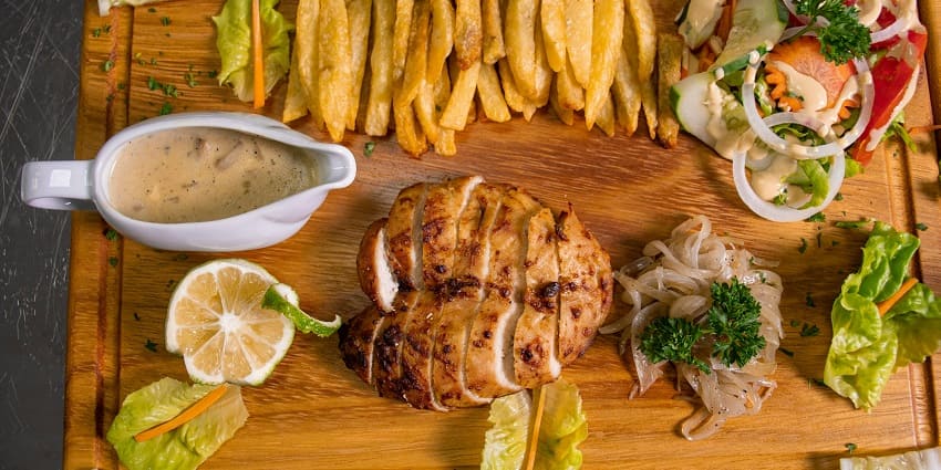 An image of french cuisine delights near city hotspots and airports in Paris, France.