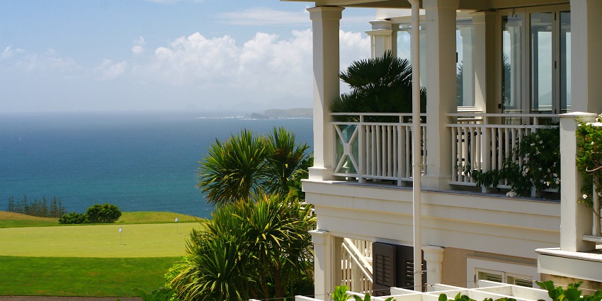 A beautiful view of the surroundings from the hotel room in the Bay of Islands