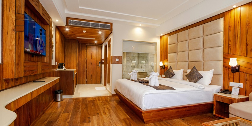 Image of a cosy hotel room offering a comfortable stay near the temple