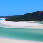 A breathtaking view of Whitehaven Beach’s iconic turquoise waters and white sands