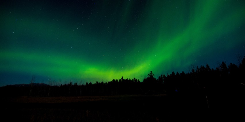 Image of picturesque stars and northern lights in Yukon in Whitehorse