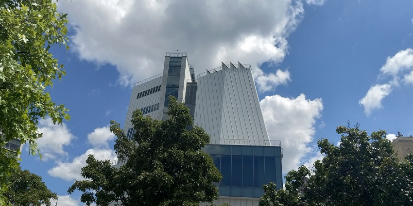 An exterior view of art gallery USA, Whitney Museum of American Art in New York