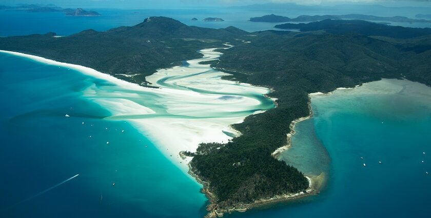 A beautiful view of Whitsunday Islands, located off the coast of Queensland, Australia.