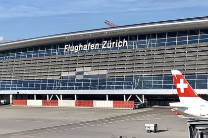 Zurich Airport has a majestic entrance.The airport offers sophisticated travel experience.